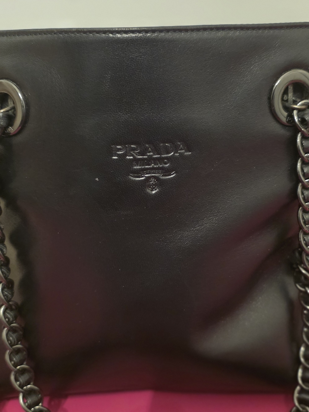 PRADA Catena Black Leather Chain Tote